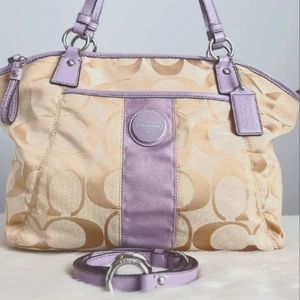 VINTAGE COACH , LAVENDER ACCENT AND INTERIOR,  2 WAY SHOULDER BAG